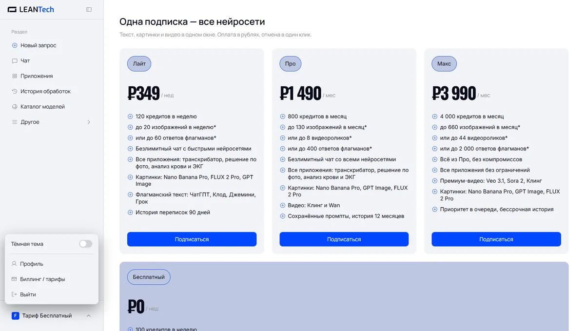 Тарифы и цены на BlackBox AI в рублях без VPN